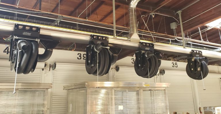 Exhaust Extraction System With Multiple Hose Reels